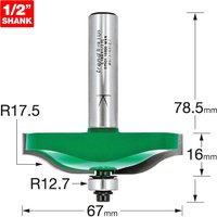 Trend CRAFTPRO Ogee Panel Mould Bearing Guided Router Cutter 67mm 16mm 1/2" Trend CRAFTPRO Ogee Panel Mould Bearing Guided Router Cutter 67mm 16mm 1/2"