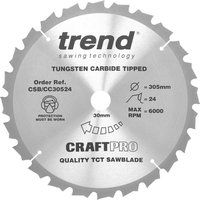 Trend CRAFTPRO Wood Cutting Mitre Saw Blade 305mm 24T 30mm Trend CRAFTPRO Wood Cutting Mitre Saw Blade 305mm 24T 30mm