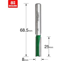 Trend CRAFTPRO Two Flute Straight Router Cutter 8mm 25mm 8mm Trend CRAFTPRO Two Flute Straight Router Cutter 8mm 25mm 8mm