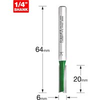 Trend CRAFTPRO Two Flute Straight Router Cutter 6mm 20mm 1/4" Trend CRAFTPRO Two Flute Straight Router Cutter 6mm 20mm 1/4"