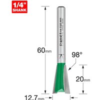 Trend CRAFTPRO Large Dovetail Router Cutter 12.7mm 20mm 1/4" Trend CRAFTPRO Large Dovetail Router Cutter 12.7mm 20mm 1/4"