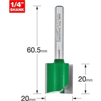 Trend CRAFTPRO Two Flute Straight Router Cutter 20mm 20mm 1/4" Trend CRAFTPRO Two Flute Straight Router Cutter 20mm 20mm 1/4"