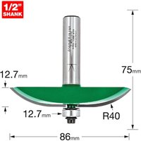 Trend CRAFTPRO Bearing Guided Large Radius Panel Raiser Router Cutter 86mm 12.7mm 1/2" Trend CRAFTPRO Bearing Guided Large Radius Panel Raiser Router Cutter 86mm 12.7mm 1/2"