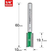 Trend CRAFTPRO Two Flute Straight Router Cutter 10mm 19mm 1/4" Trend CRAFTPRO Two Flute Straight Router Cutter 10mm 19mm 1/4"