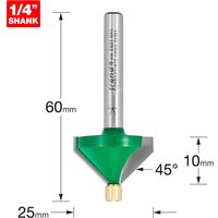 Trend CRAFTPRO Pin Guided Chamfer Bevel Router Cutter 45 Degrees 10mm 1/4" Trend CRAFTPRO Pin Guided Chamfer Bevel Router Cutter 45 Degrees 10mm 1/4"