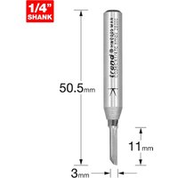 Trend CRAFTPRO Single Flute Router Cutter 3mm 11mm 1/4" Trend CRAFTPRO Single Flute Router Cutter 3mm 11mm 1/4"