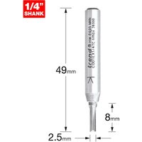Trend CRAFTPRO Two Flute Straight Router Cutter 2.5mm 8mm 1/4" Trend CRAFTPRO Two Flute Straight Router Cutter 2.5mm 8mm 1/4"