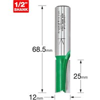 Trend CRAFTPRO Two Flute Straight Router Cutter 12mm 25mm 1/2" Trend CRAFTPRO Two Flute Straight Router Cutter 12mm 25mm 1/2"