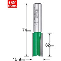 Trend CRAFTPRO Two Flute Straight Router Cutter 15.9mm 32mm 1/2" Trend CRAFTPRO Two Flute Straight Router Cutter 15.9mm 32mm 1/2"