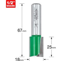 Trend CRAFTPRO Two Flute Straight Router Cutter 18mm 25mm 1/2" Trend CRAFTPRO Two Flute Straight Router Cutter 18mm 25mm 1/2"
