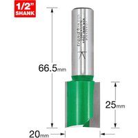 Trend CRAFTPRO Two Flute Straight Router Cutter 20mm 25mm 1/2" Trend CRAFTPRO Two Flute Straight Router Cutter 20mm 25mm 1/2"