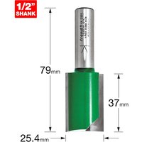 Trend CRAFTPRO Two Flute Straight Router Cutter 25.4mm 37mm 1/2" Trend CRAFTPRO Two Flute Straight Router Cutter 25.4mm 37mm 1/2"