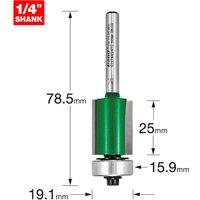 Trend CRAFTPRO Bearing Guided Trimmer Router Cutter 19.1mm 25mm 1/4" Trend CRAFTPRO Bearing Guided Trimmer Router Cutter 19.1mm 25mm 1/4"