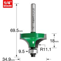 Trend CraftPro Bearing Guided Round Over and Ovolo Router Cutter 34.9mm 18MM 1/4" Trend CraftPro Bearing Guided Round Over and Ovolo Router Cutter 34.9mm 18MM 1/4"