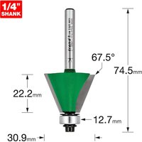 Trend CRAFTPRO Bearing Guided Bevel Router Cutter 30.9mm 22mm 1/4" Trend CRAFTPRO Bearing Guided Bevel Router Cutter 30.9mm 22mm 1/4"