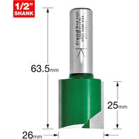 Trend CRAFTPRO Two Flute Straight Router Cutter 26mm 25mm 1/2" Trend CRAFTPRO Two Flute Straight Router Cutter 26mm 25mm 1/2"