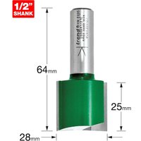Trend CRAFTPRO Two Flute Straight Router Cutter 28mm 25mm 1/2" Trend CRAFTPRO Two Flute Straight Router Cutter 28mm 25mm 1/2"