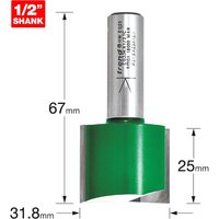 Trend CRAFTPRO Two Flute Straight Router Cutter 31.8mm 25mm 1/2" Trend CRAFTPRO Two Flute Straight Router Cutter 31.8mm 25mm 1/2"