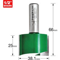 Trend CRAFTPRO Two Flute Straight Router Cutter 38.1mm 25mm 1/2" Trend CRAFTPRO Two Flute Straight Router Cutter 38.1mm 25mm 1/2"