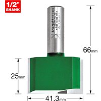 Trend CRAFTPRO Two Flute Straight Router Cutter 41.3mm 25mm 1/2" Trend CRAFTPRO Two Flute Straight Router Cutter 41.3mm 25mm 1/2"