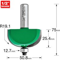 Trend CRAFTPRO Radius Bearing Guided Router Cutter 50.8mm 25.4mm 1/2" Trend CRAFTPRO Radius Bearing Guided Router Cutter 50.8mm 25.4mm 1/2"