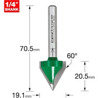 Trend CRAFTPRO Chamfer V Grovve Router Cutter 19mm 20.5mm 1/4" Trend CRAFTPRO Chamfer V Grovve Router Cutter 19mm 20.5mm 1/4"
