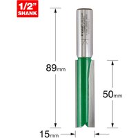 Trend CRAFTPRO Two Flute Straight Router Cutter 19mm 50mm 1/2" Trend CRAFTPRO Two Flute Straight Router Cutter 19mm 50mm 1/2"