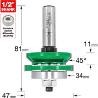 Trend CRAFTPRO Matchlining Router Cutter Set 47mm 11mm 1/2" Trend CRAFTPRO Matchlining Router Cutter Set 47mm 11mm 1/2"