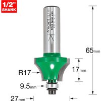 Trend CRAFTPRO Bearing Guided Glazing Bar Ovolo Joint Router Cutter 27mm 17mm 1/2" Trend CRAFTPRO Bearing Guided Glazing Bar Ovolo Joint Router Cutter 27mm 17mm 1/2"