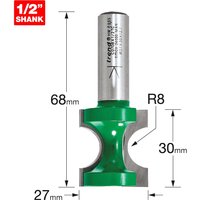 Trend CRAFTPRO Staff Bead Router Cutter 8mm 30mm 1/2" Trend CRAFTPRO Staff Bead Router Cutter 8mm 30mm 1/2"