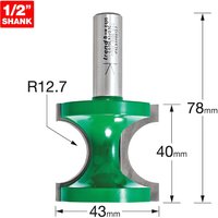 Trend CRAFTPRO Staff Bead Router Cutter 12.7mm 40mm 1/2" Trend CRAFTPRO Staff Bead Router Cutter 12.7mm 40mm 1/2"