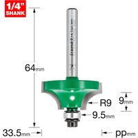 Trend CRAFTPRO Bearing Guided Shoulder Profile Router Cutter 33.5mm 9mm 1/4" Trend CRAFTPRO Bearing Guided Shoulder Profile Router Cutter 33.5mm 9mm 1/4"