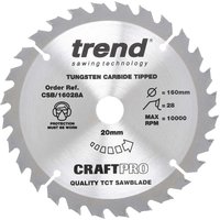 Trend CRAFTPRO Wood Cutting Saw Blade 160mm 28T 20mm Trend CRAFTPRO Wood Cutting Saw Blade 160mm 28T 20mm