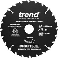 Trend CRAFTPRO Wood Cutting Cordless Saw Blade 190mm 24T 20mm Trend CRAFTPRO Wood Cutting Cordless Saw Blade 190mm 24T 20mm