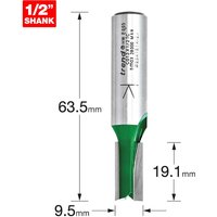 Trend CRAFTPRO Two Flute Straight Router Cutter 9.5mm 19.1mm 1/2" Trend CRAFTPRO Two Flute Straight Router Cutter 9.5mm 19.1mm 1/2"