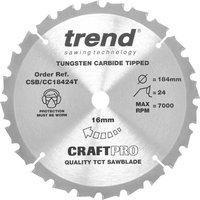 Trend Craft Anti Kickback Thin Kerf Circular Saw Blade 184mm 24T 16mm Trend Craft Anti Kickback Thin Kerf Circular Saw Blade 184mm 24T 16mm