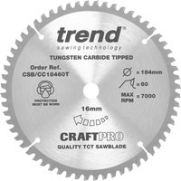 Trend Craft Anti Kickback Thin Kerf Circular Saw Blade 184mm 60T 16mm Trend Craft Anti Kickback Thin Kerf Circular Saw Blade 184mm 60T 16mm