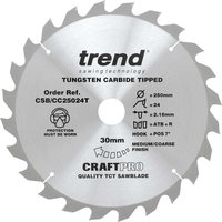 Trend Craft Anti Kickback Thin Kerf Circular Saw Blade 250mm 24T 30mm Trend Craft Anti Kickback Thin Kerf Circular Saw Blade 250mm 24T 30mm