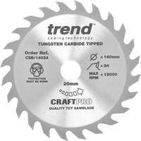 Trend CRAFTPRO Wood Cutting Saw Blade 140mm 24T 20mm Trend CRAFTPRO Wood Cutting Saw Blade 140mm 24T 20mm
