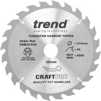 Trend CRAFTPRO Wood Cutting Saw Blade 215mm 24T 30mm Trend CRAFTPRO Wood Cutting Saw Blade 215mm 24T 30mm