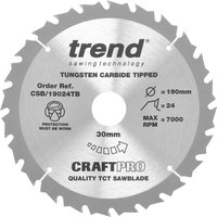 Trend CRAFTPRO Wood Cutting Cordless Saw Blade 190mm 24T 30mm Trend CRAFTPRO Wood Cutting Cordless Saw Blade 190mm 24T 30mm