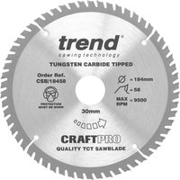 Trend CRAFTPRO Wood Cutting Saw Blade 184mm 58T 30mm Trend CRAFTPRO Wood Cutting Saw Blade 184mm 58T 30mm