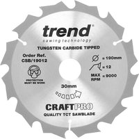 Trend CRAFTPRO Wood Cutting Saw Blade 190mm 12T 30mm Trend CRAFTPRO Wood Cutting Saw Blade 190mm 12T 30mm