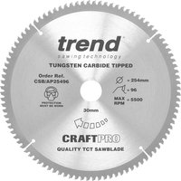 Trend CRAFTPRO Aluminium and Plastic Cutting Saw Blade 254mm 96T 30mm Trend CRAFTPRO Aluminium and Plastic Cutting Saw Blade 254mm 96T 30mm