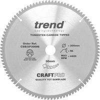 Trend CRAFTPRO Aluminium and Plastic Cutting Saw Blade 300mm 96T 30mm Trend CRAFTPRO Aluminium and Plastic Cutting Saw Blade 300mm 96T 30mm