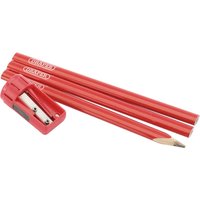 Draper Red Medium Carpenters Pencils and Sharpener Pack of 6 Draper Red Medium Carpenters Pencils and Sharpener Pack of 6