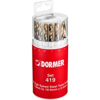 A094 No 419 19 Piece HSS TiN Coated 1.0mm 10mm 0.5mm Drill Set