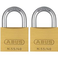 Abus 55 Series Basic Brass Padlock Pack of 2 Keyed Alike 40mm Standard Abus 55 Series Basic Brass Padlock Pack of 2 Keyed Alike 40mm Standard