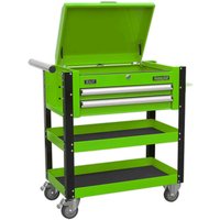 Sealey 2 Drawer Heavy Duty Mobile Tool and Parts Trolley Green & Black Sealey 2 Drawer Heavy Duty Mobile Tool and Parts Trolley Green & Black