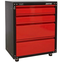 Sealey American Pro Modular 4 Drawer Cabinet and Worktop Black / Red Sealey American Pro Modular 4 Drawer Cabinet and Worktop Black / Red